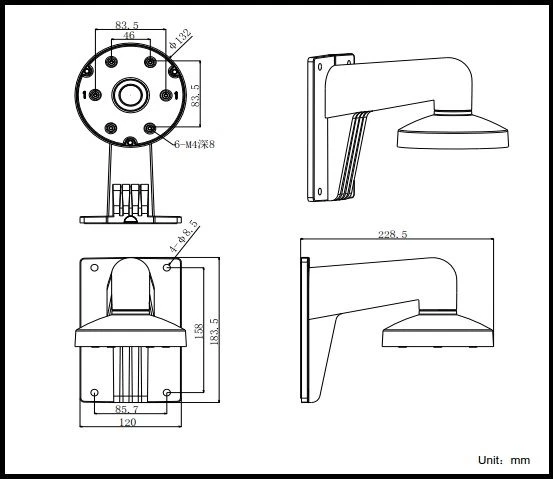 Hikvision DS-1273ZJ-130-TRL-G Grey Wall Mount Bracket 7 Hikvision DS-1273ZJ-130-TRL-G Grey Wall Mount Bracket - Image 5