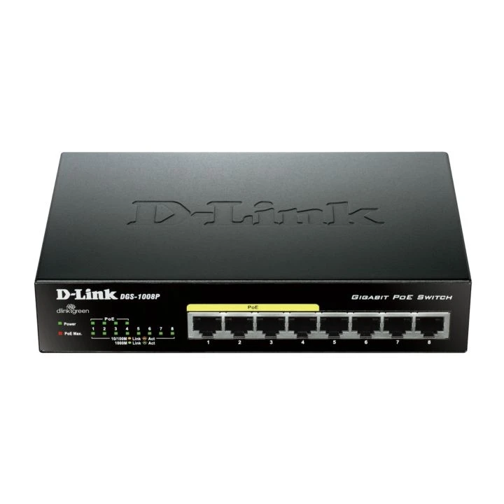 D Link D-Link DGS-1008P 8-Port Desktop Gigabit Switch With 4 PoE+ Ports 3 D Link D-Link DGS-1008P 8-Port Desktop Gigabit Switch With 4 PoE+ Ports